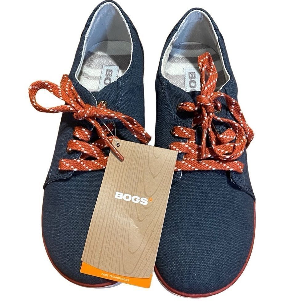 NWT Bogs Outdoor Shoes Unisex Youth Malibu Canvas Lace 71734Y Sz 3 Navy Blue